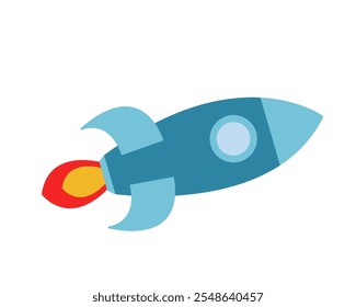 Blue rocket. Vector simple color flat illustration.
