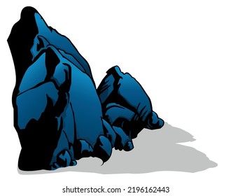 Blue Rocks und Stones als Design-Element für Ihre Komposition - farbige Cartoon-Illustration einzeln auf weißem Hintergrund, Vektorgrafik