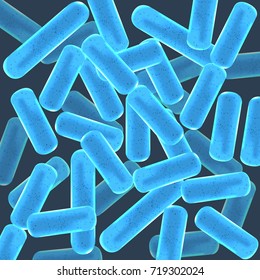 Blue rod-shaped bacilli bacteria close up view for your background. Illustrated vector