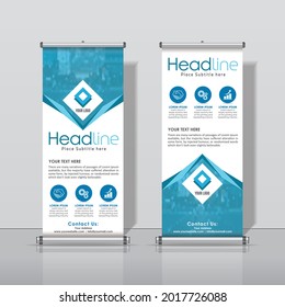 Blue, Roll up Banner Design, Business Abstract Vertical Template Vector, Cover Abstract Modern X-Banner, Brochure Flyer Banner Rectangle Size.