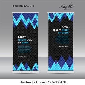 Blue Roll up banner template vector, advertisement, x-banner, poster, pull up design, display, layout , business flyer, web banner, exhibition, stand, presentation, luxurious concept idea