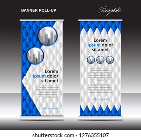 Blue Roll up banner template vector, advertisement, x-banner, poster, pull up design, display, layout , business flyer, web banner, exhibition, stand, presentation, luxurious concept idea