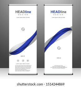 Blue Roll up banner vertical template design, for brochure, business, flyer, infographics. modern x-banner and flag-banner advertising. vector illustration