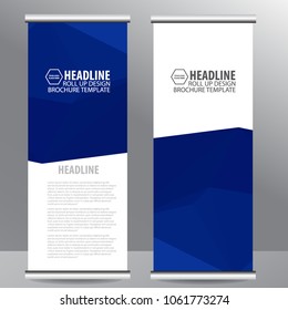 Blue Roll Up Business Brochure Flyer Banner Design Vertical Template Vector, Cover Presentation Abstract Geometric Background, Modern Publication X-banner And Flag-banner,carpet Design