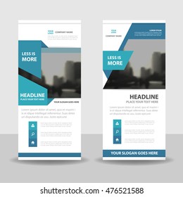 Blue roll up business brochure flyer banner design , cover presentation abstract geometric background, modern publication x-banner and flag-banner, layout in rectangle size.