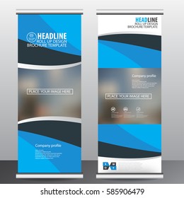 Blue Roll Up Business Brochure Flyer Banner Design Vertical Template Vector, Cover Presentation Abstract Geometric Background, Modern Publication X-banner And Flag-banner,carpet Design