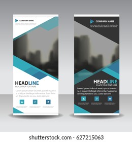 Blue roll up business brochure flyer banner design , cover presentation abstract geometric background, modern publication x-banner and flag-banner, layout in rectangle size.