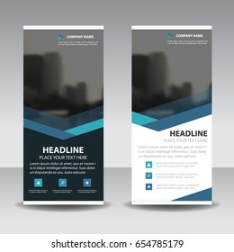 Blue roll up business brochure flyer banner design , cover presentation abstract geometric background, 