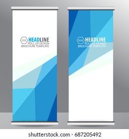 Blue Roll Up Business Brochure Flyer Banner Design Vertical Template Vector, Cover Presentation Abstract Geometric Background, Modern Publication X-banner And Flag-banner,carpet Design