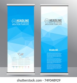 Blue Roll Up Business Brochure Flyer Banner Design Vertical Template Vector, Cover Presentation Abstract Geometric Background, Modern Publication X-banner And Flag-banner,carpet Design