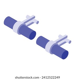 Vector isométrico del icono de los enlaces de rollo azul. Regalo de plata de lujo. Moda de precios