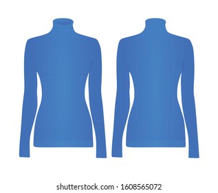 Blue roll neck shirt. vector illustration