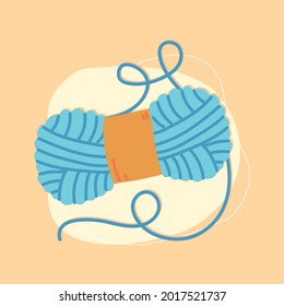 blue roll wool knit yarn icon