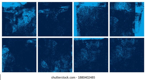 Blue Rolled Ink Textures. Set of 8 high quality vector textures taken from high resolution scans