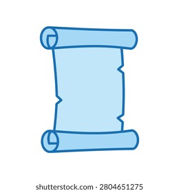 Blue rolled paper scroll vector graphic with parchment document historic communication education literary academic