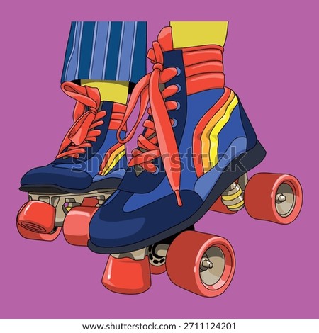 Blue Roller Skate Three Stripes