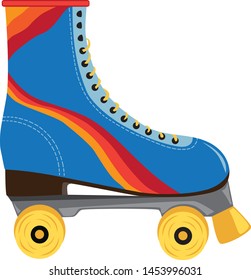 Blue Roller Skate Vector Illustration Isolated with rainbow stripes