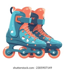 Blue roller skates design over white