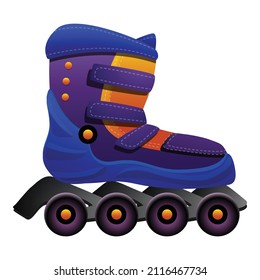 Blue roller skates icon cartoon vector. Professional equipment. High speed