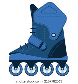 Blue rollerblade vector cartoon illustration isolated on a white background.
