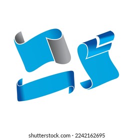 Blue Rolling paper ribbon vector icon Sign illustration in white background isolated