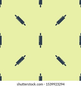Blue Rolling pin icon isolated seamless pattern on yellow background.  Vector Illustration