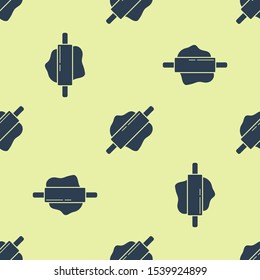 Blue Rolling pin icon isolated seamless pattern on yellow background.  Vector Illustration