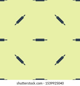 Blue Rolling pin icon isolated seamless pattern on yellow background.  Vector Illustration