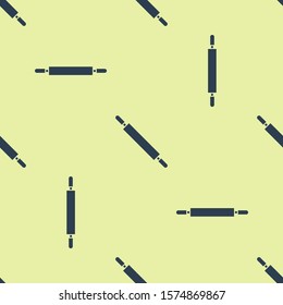 Blue Rolling pin icon isolated seamless pattern on yellow background.  Vector Illustration