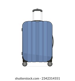 Blue Rolling Suitcase. Travel Bag. Vector