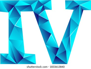 Blue roman numeral 4 on white background