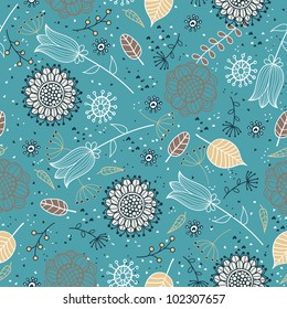 blue romantic seamless floral pattern