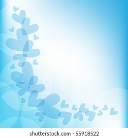 Blue romantic vector background with hearts