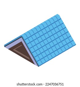 Blue roof icon isometric vector. House repair. Drain tile