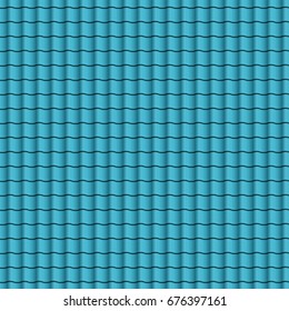 Blue roof tiles background texture in regular rows.Seamless pattern. Vector illustration. Eps 10.