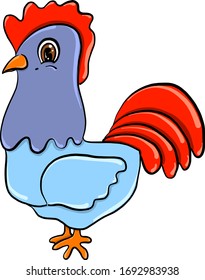 Blauer Hahn, Illustration, Vektorillustration auf weißem Hintergrund