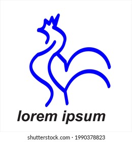 blue rooster silhouette vector logo