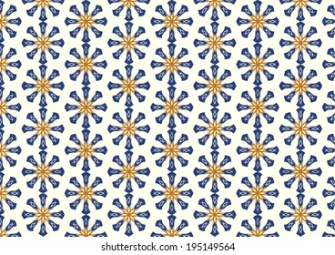 Blue Roots design or tribal shape pattern on pastel background. Vintage and classic roots pattern for old design