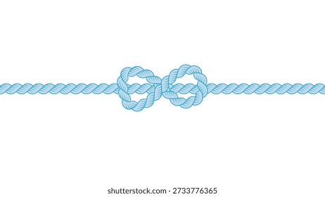 Blue Rope with Double Knot Isolated on White Background, Symbolizing Unity and Strength