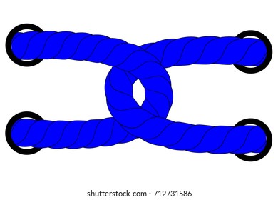 Blue Rope out from hole, Isolated on White
