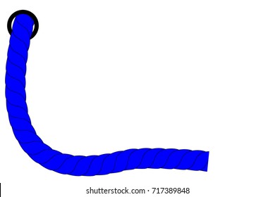 Blue Rope out from hole, Isolated on White