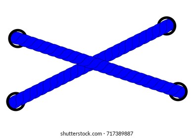 Blue Rope out from hole, Isolated on White