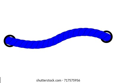 Blue Rope out from hole, Isolated on White