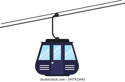 Blue Ropeway, illustration, vector on white background.