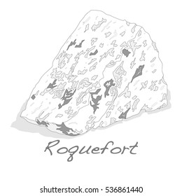 Blue roquefort cheese isolated over the white background
