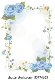 blue rose flower frame