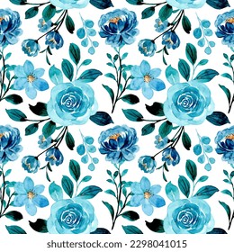 Flor azul rosa patrón de acuarela para fondo, tela, textil, moda, papel pintado, boda, banner, pegatina, decoración, etc.