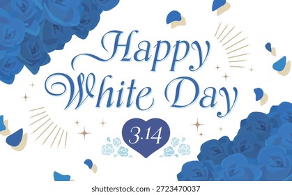 Moldura de Rosa Azul para Dia Branco