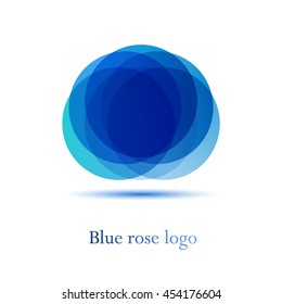 Blue rose logo. Flower made of circles