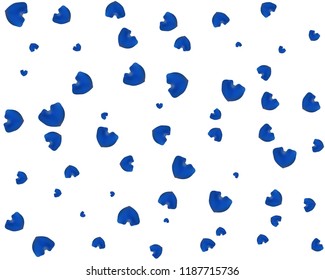 Blue rose petals. Floral background. The shape of a heart. Valentines day. Vector illustration.